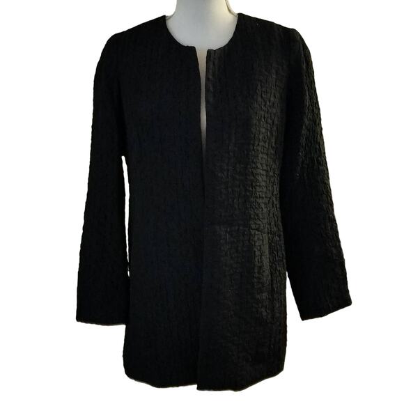 J Jill Size SP S Petite Longline Jacket Crinkle Sparkle Black - Picture 1 of 4